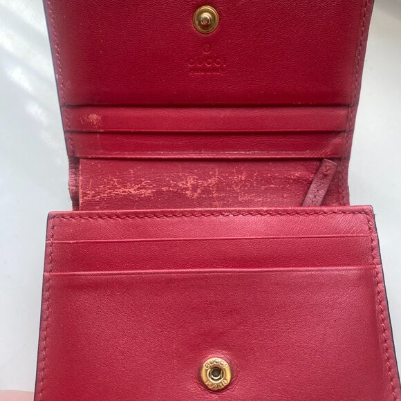 GUCCI GG Supreme Monogram Cherry Embellished Card Case Wallet Hibiscus Red - Picture 13 of 13